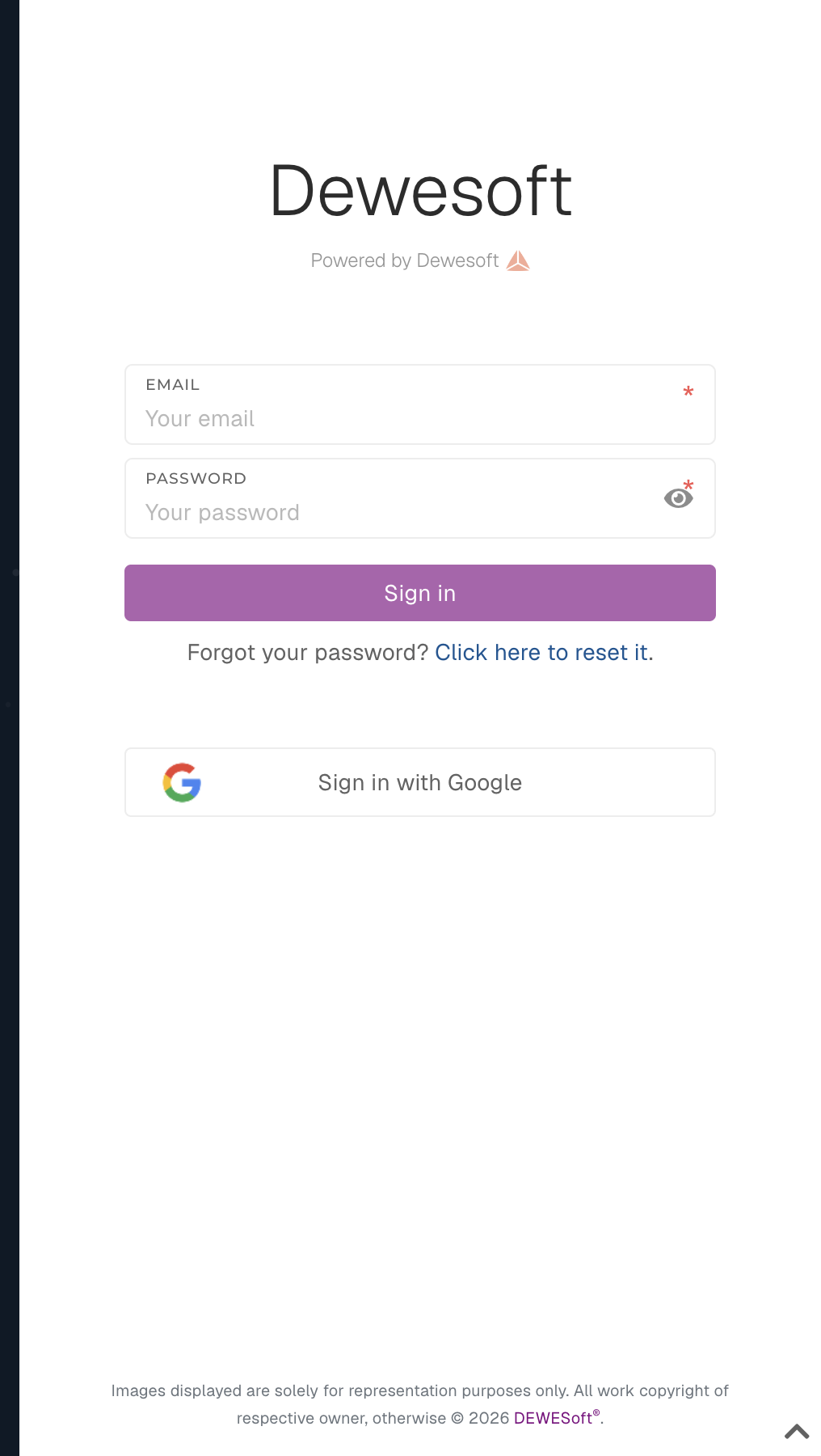 The sign-in page